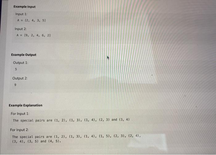 Solved \r\nExample Input Input 1: \\[ A=\\{2,4,3,5\\} \\] | Chegg.com