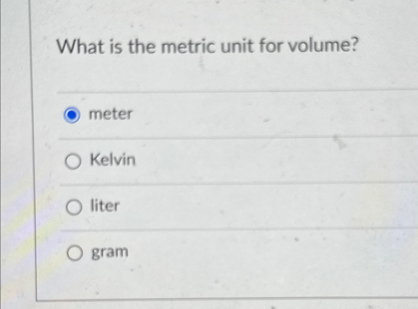 Solved What is the metric unit for