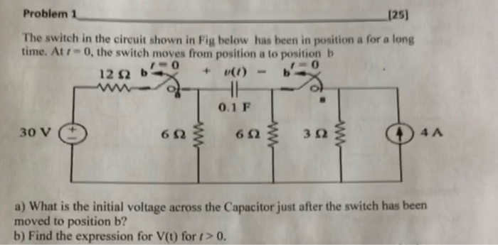 Solved Problem 1 125] The switch in the circuit shown in Fig | Chegg.com