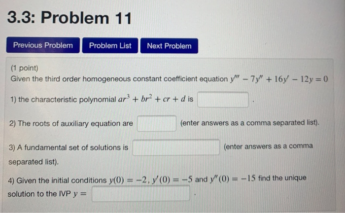 Solved 3.3: Problem 11 Previous Problem Problem List Next | Chegg.com
