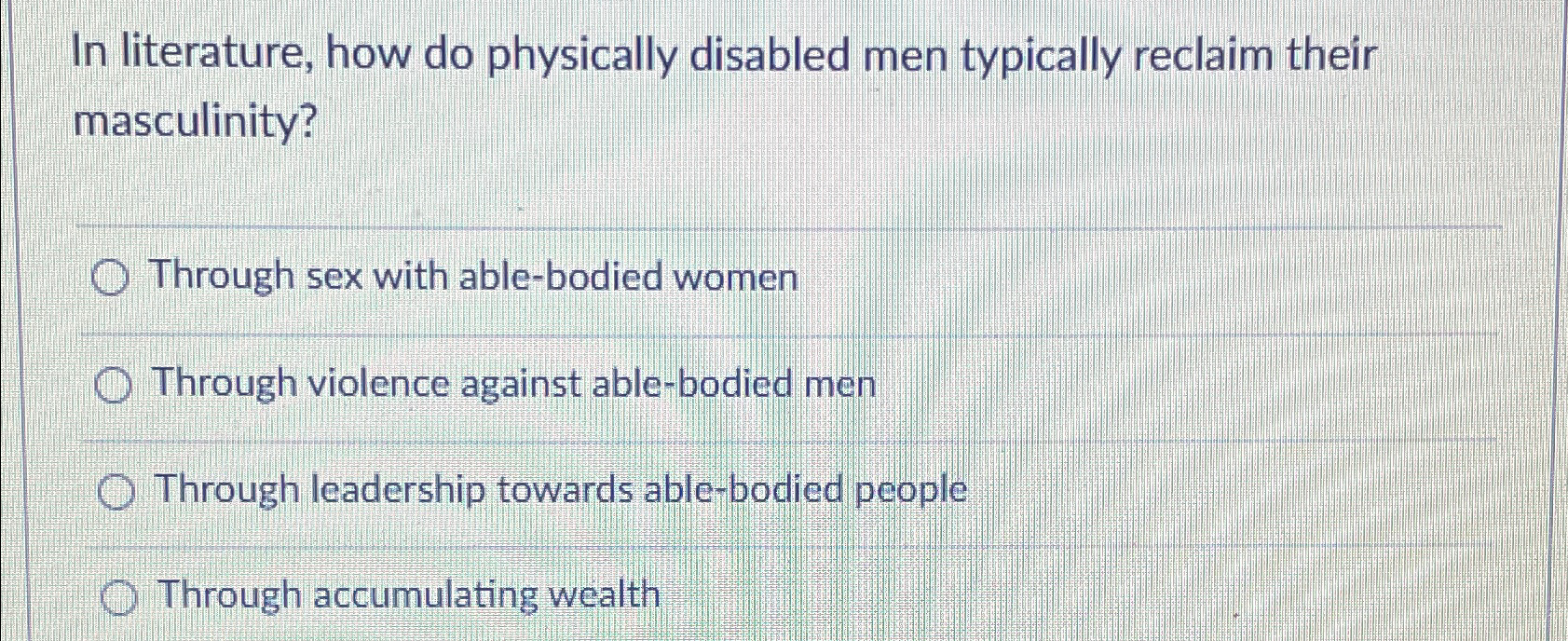 Solved In literature, how do physically disabled men | Chegg.com