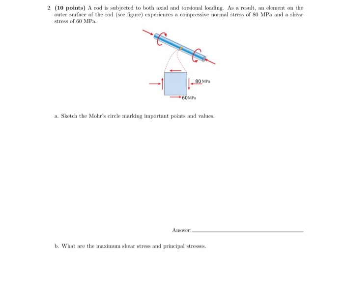 Solved 2. (10 points) A rod is subjected to both axial and | Chegg.com