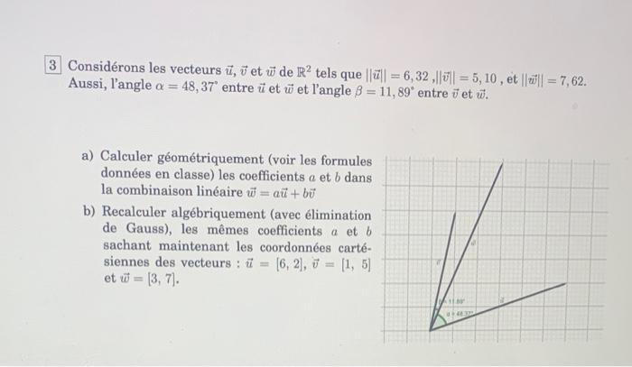 Solved Consider the vectors ⃗u, ⃗v and ⃗w of R2such as | Chegg.com