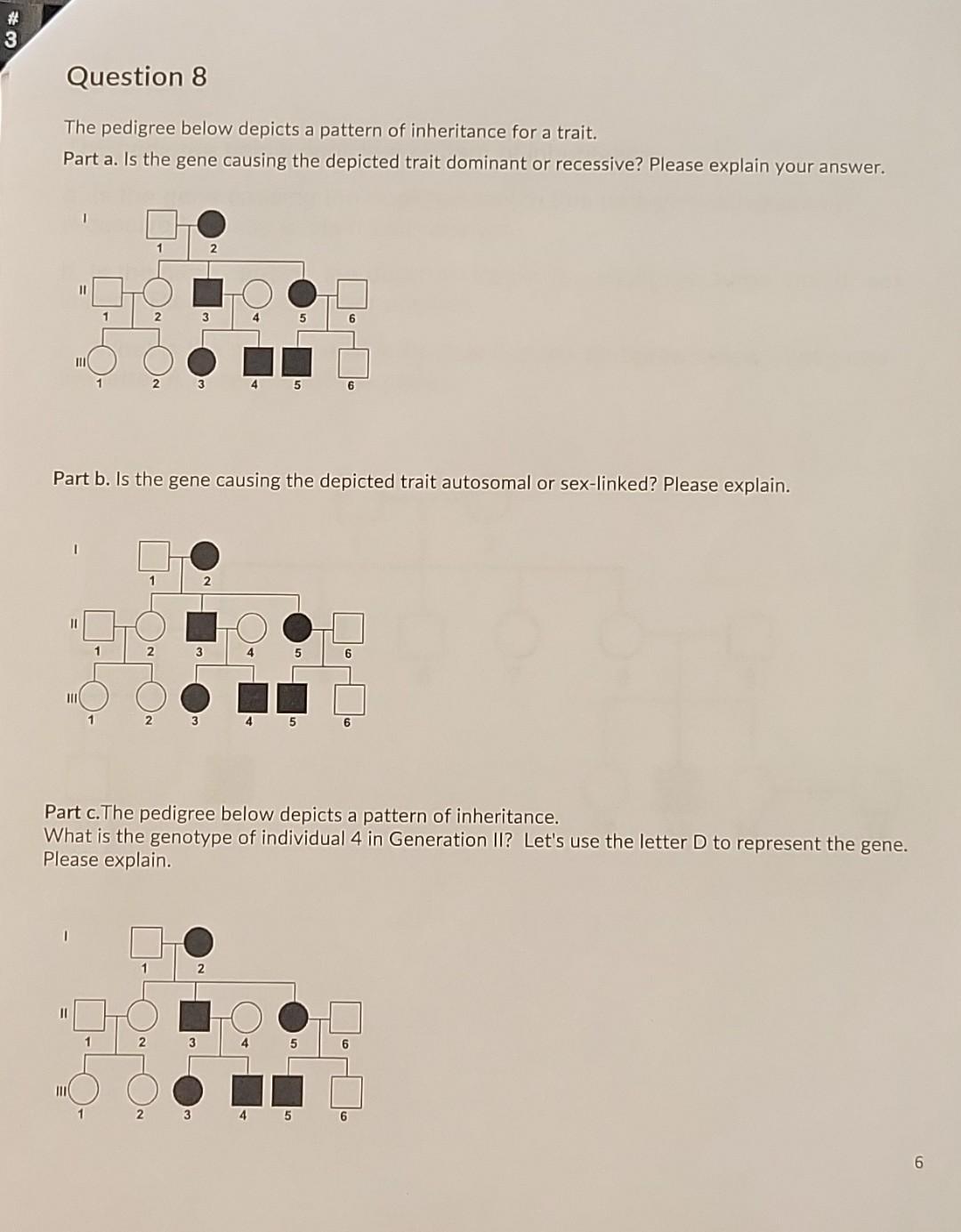 Solved The pedigree below depicts a pattern of inheritance | Chegg.com