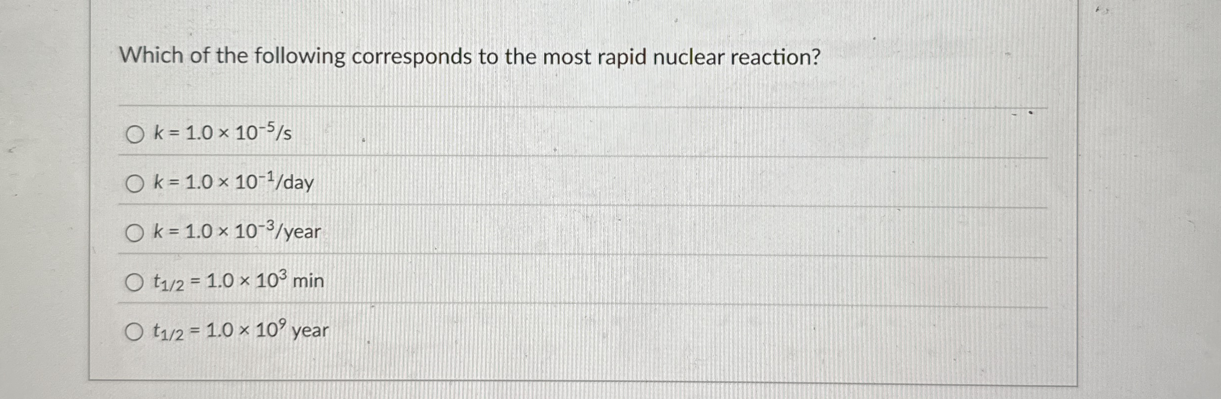 Solved Which of the following corresponds to the most rapid | Chegg.com