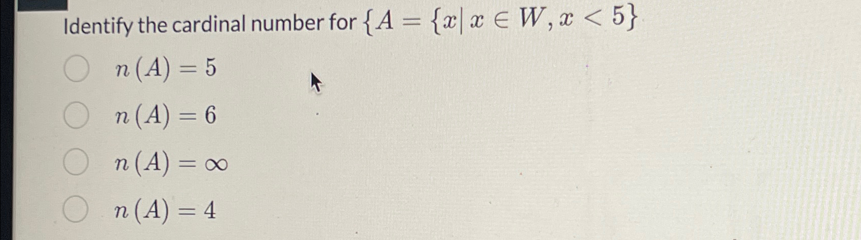 Identify the cardinal number for | Chegg.com