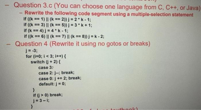 Solved BE Question 3.c (You can choose one language from C, | Chegg.com