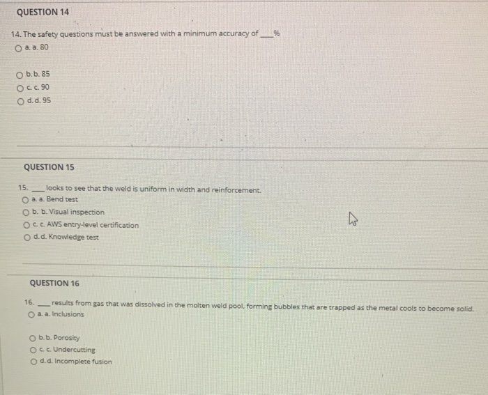 Solved QUESTION 14 14. The Safety Questions Must Be Answered | Chegg ...