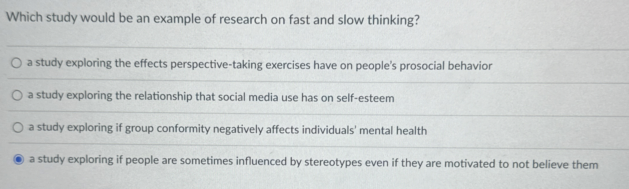 Solved Which study would be an example of research on fast | Chegg.com