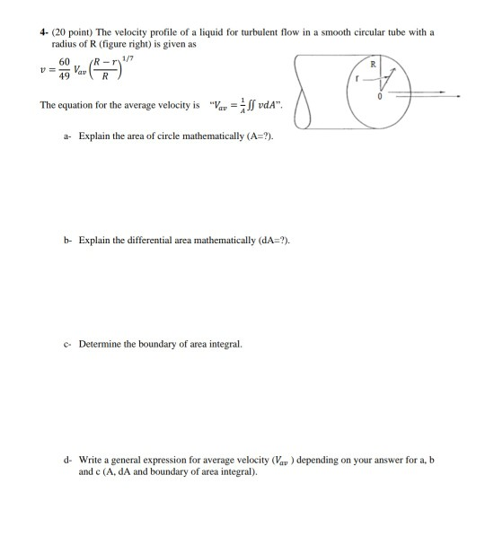 Solved 4- (20 point) The velocity profile of a liquid for | Chegg.com