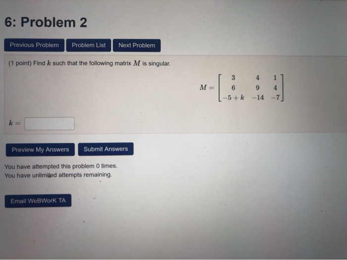 Solved 6: Problem 2 Previous Problem Problem List Next | Chegg.com
