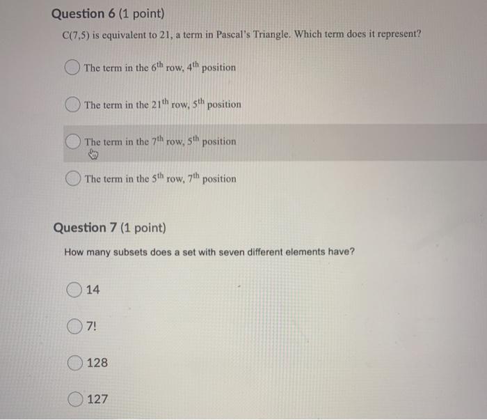 Solved Question 6 1 point C 7 5 is equivalent to 21 a Chegg