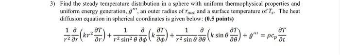Solved 3) Find the steady temperature distribution in a | Chegg.com