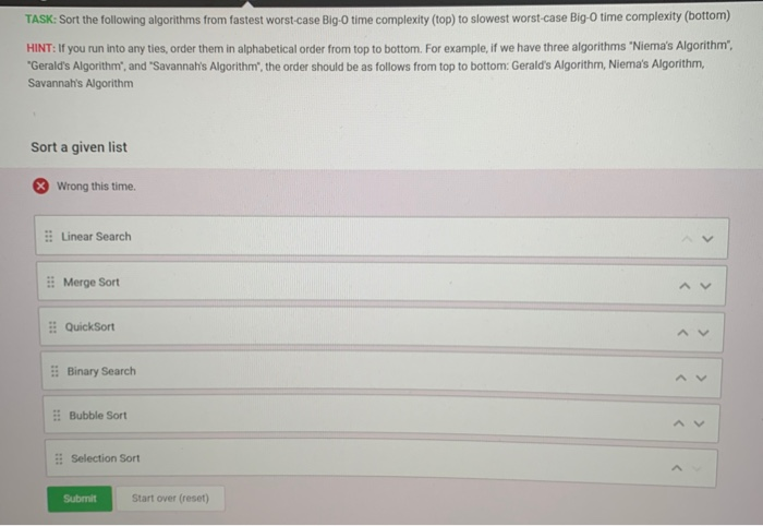 Solved Sort The Following Algorithms From Fastest Worst C Chegg Com