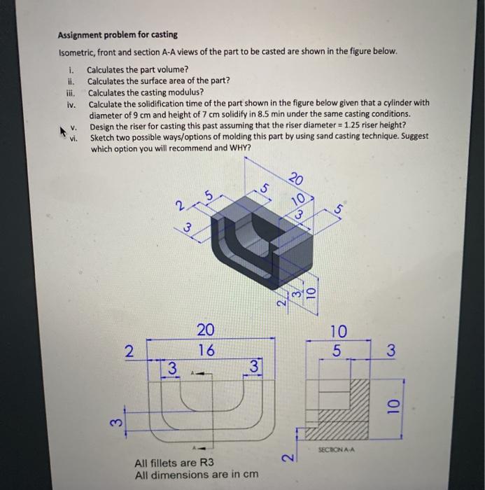 Solved Assignment problem for casting Isometric, front and | Chegg.com