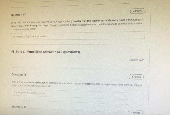 Solved 4 Points Question 17 Write a loop that will ask a | Chegg.com
