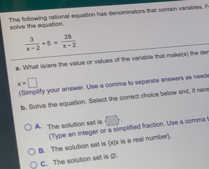 Solved The following rational equation has denominators that | Chegg.com