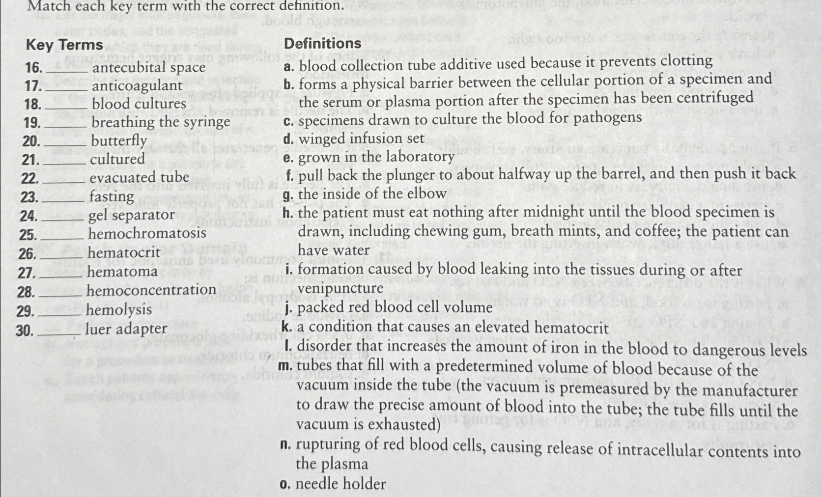 Solved Match each key term with the correct definition.Key | Chegg.com