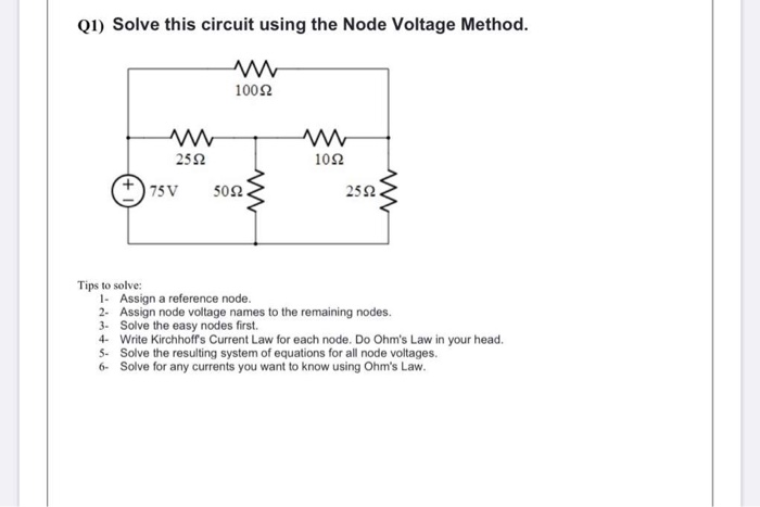 Solved Q1) Solve this circuit using the Node Voltage Method. | Chegg.com