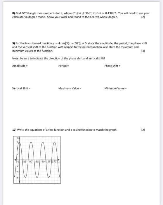 Solved ADVANCED FUNCTIONS DIAGNOSTIC TEST Name: 1) 31 a) | Chegg.com