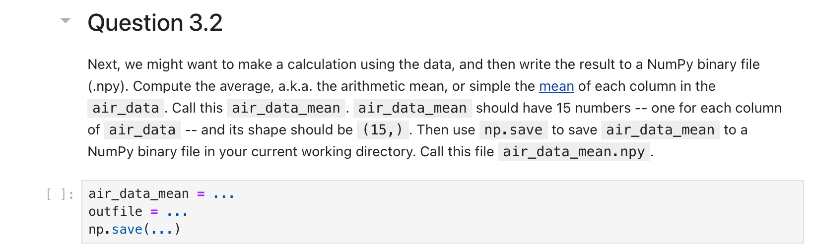 Solved Question 3.2Next, we might want to make a calculation | Chegg.com