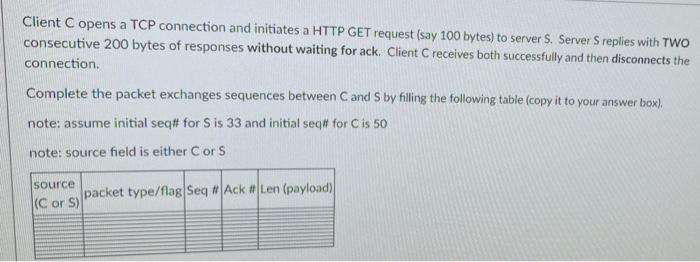 Solved Client Copens a TCP connection and initiates a HTTP | Chegg.com