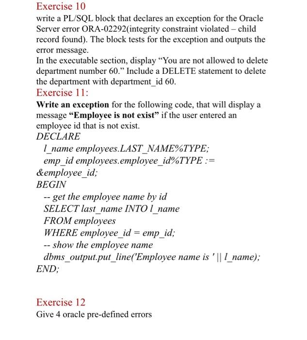 Handling PL/SQL Errors