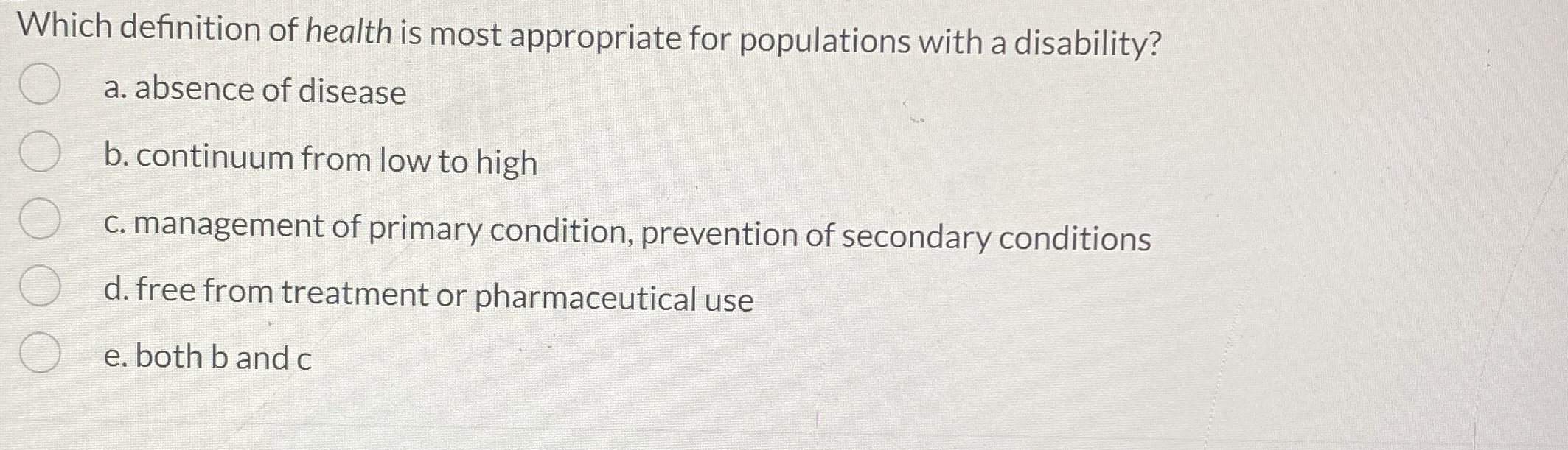 Solved Which definition of health is most appropriate for