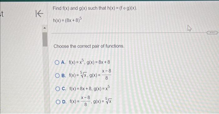 Solved Find F X And G X Such That H X F∘g X