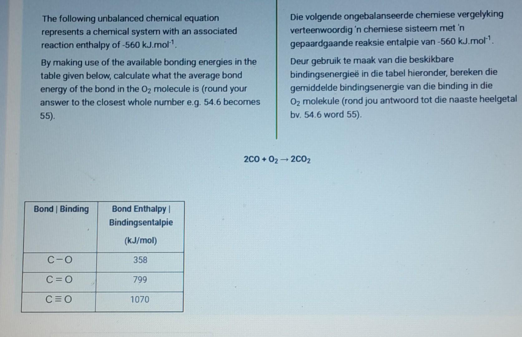 The following unbalanced chemical equation represents | Chegg.com