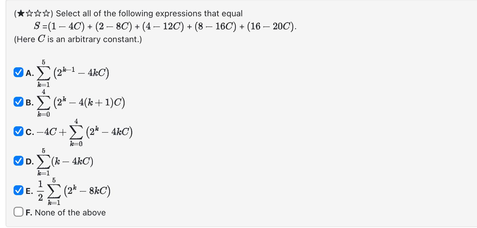 Solved S=(1-4C)+(2-8C)+(4-12C)+(8-16C)+(16-20C).(Here C ﻿is | Chegg.com