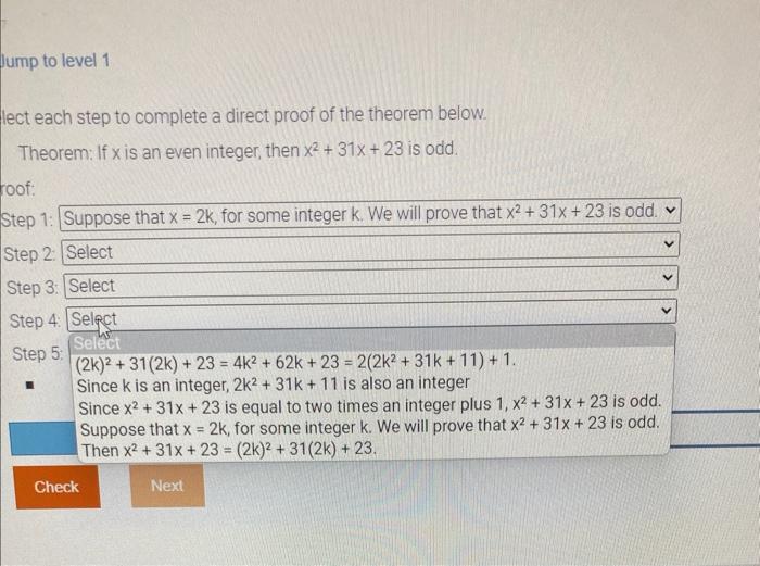 Solved mp to level 1 Et each step to complete a direct proof | Chegg.com