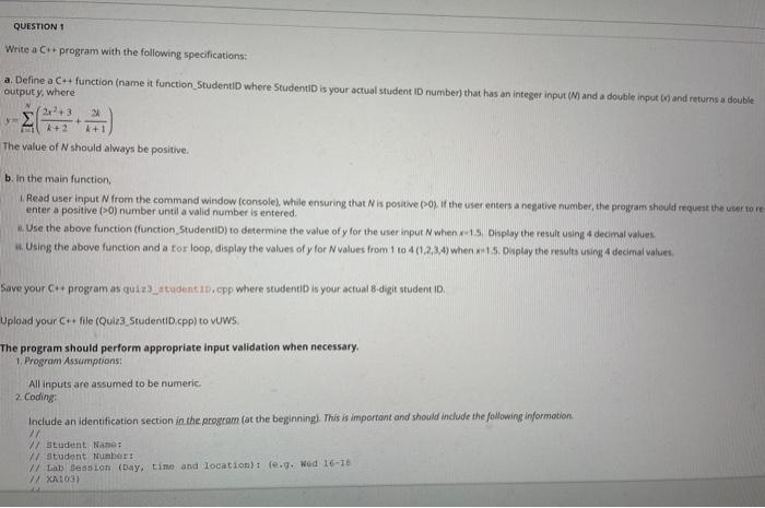 Solved a. Define a C+ function (name it function_StudentiD | Chegg.com