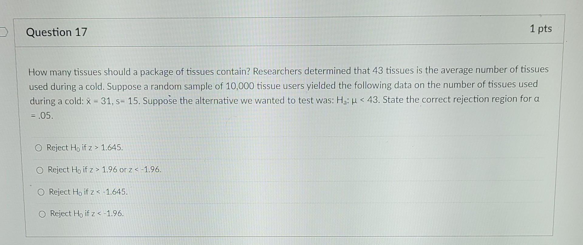 Solved How many tissues should a package of tissues contain?