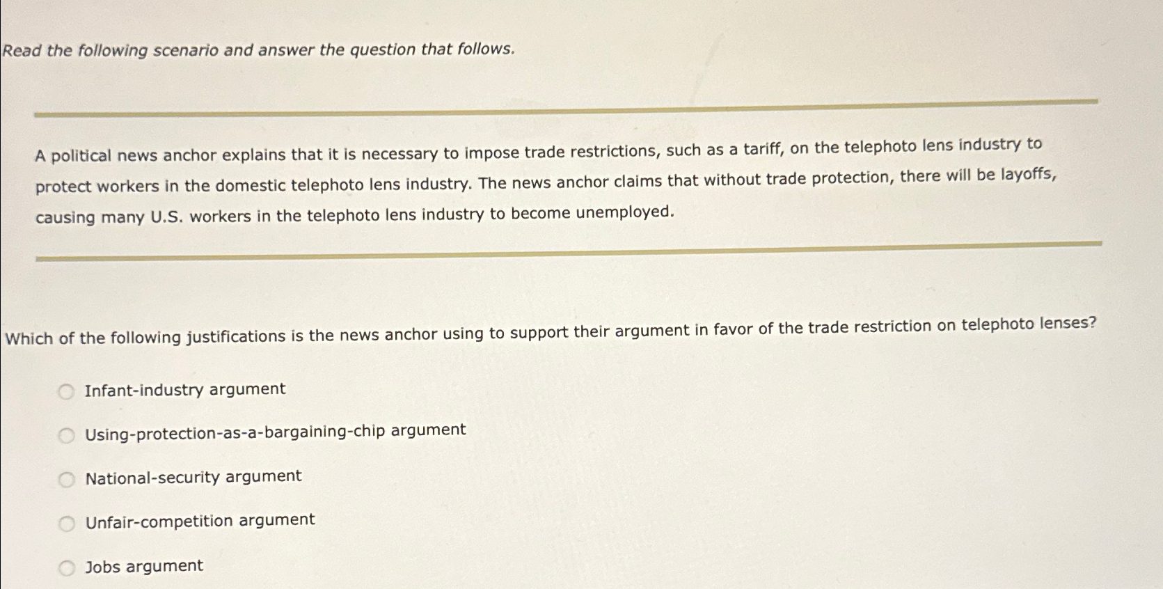 Solved Read the following scenario and answer the question | Chegg.com