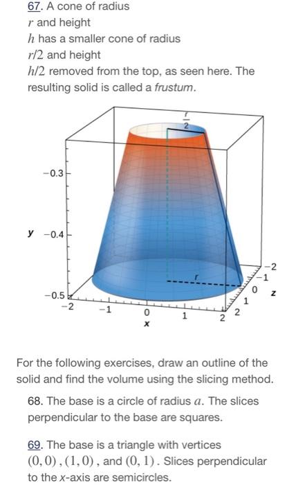 67. A cone of radius r and height h has a smaller | Chegg.com
