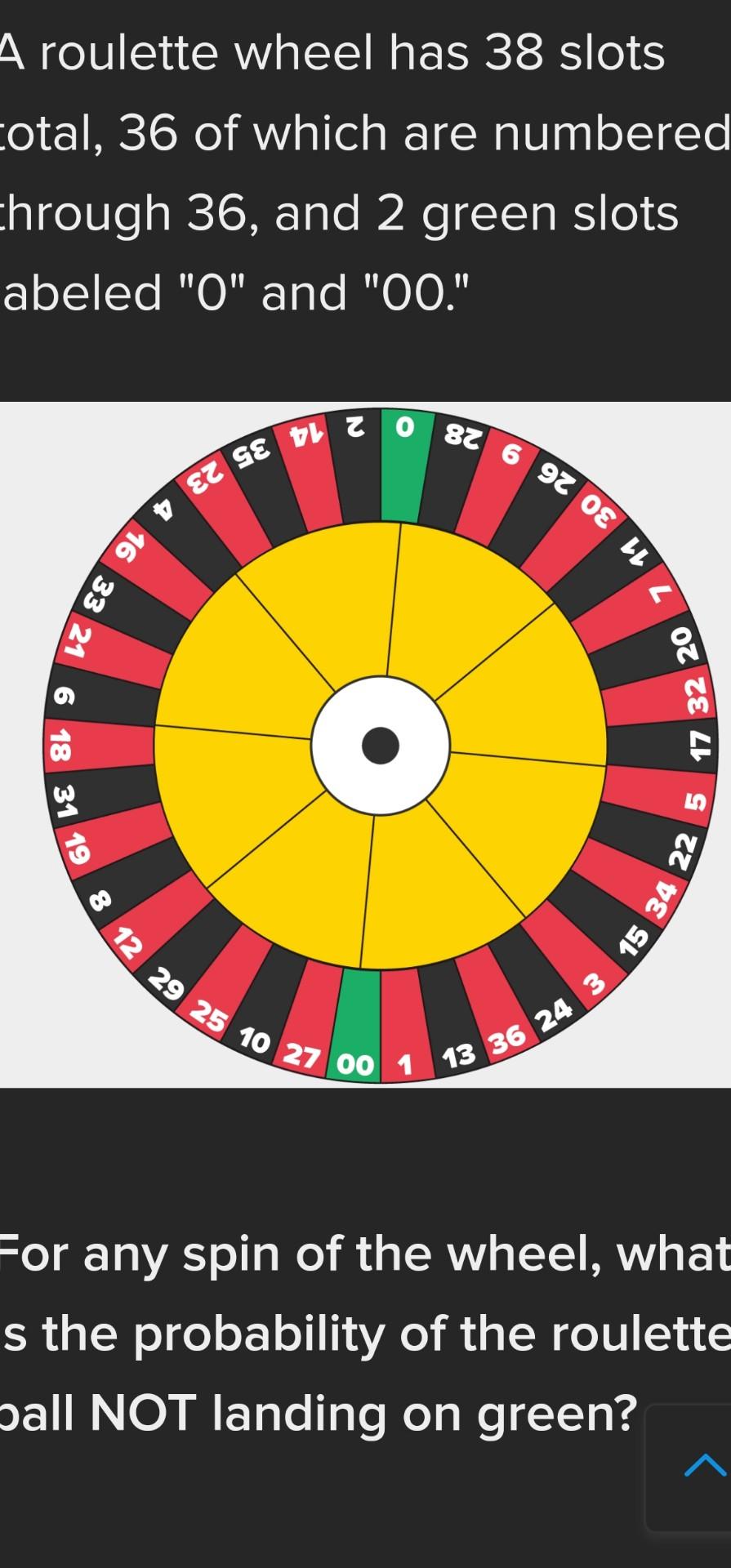 Solved A roulette wheel has 38 slots otal, 36 of which are