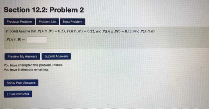 Solved Section 12.2: Problem 2 Previous Probler Problem List | Chegg.com