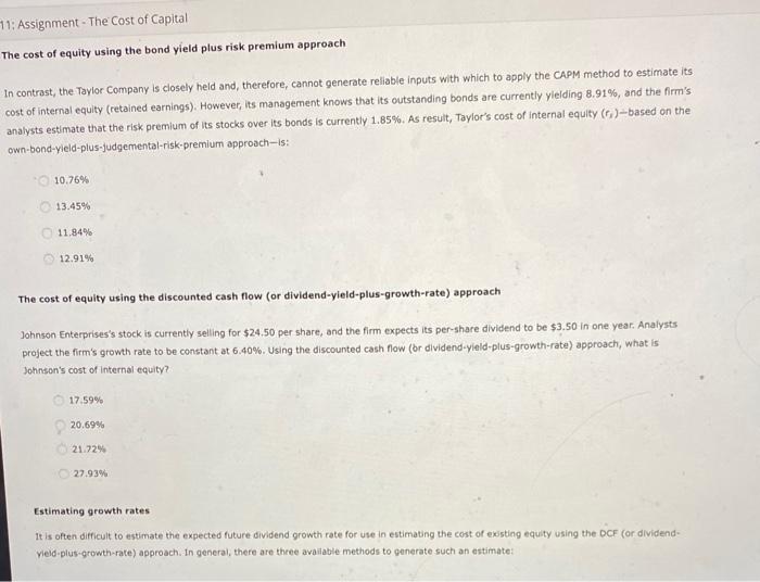 [Solved] 5. The cost of retained earnings The cost of reta