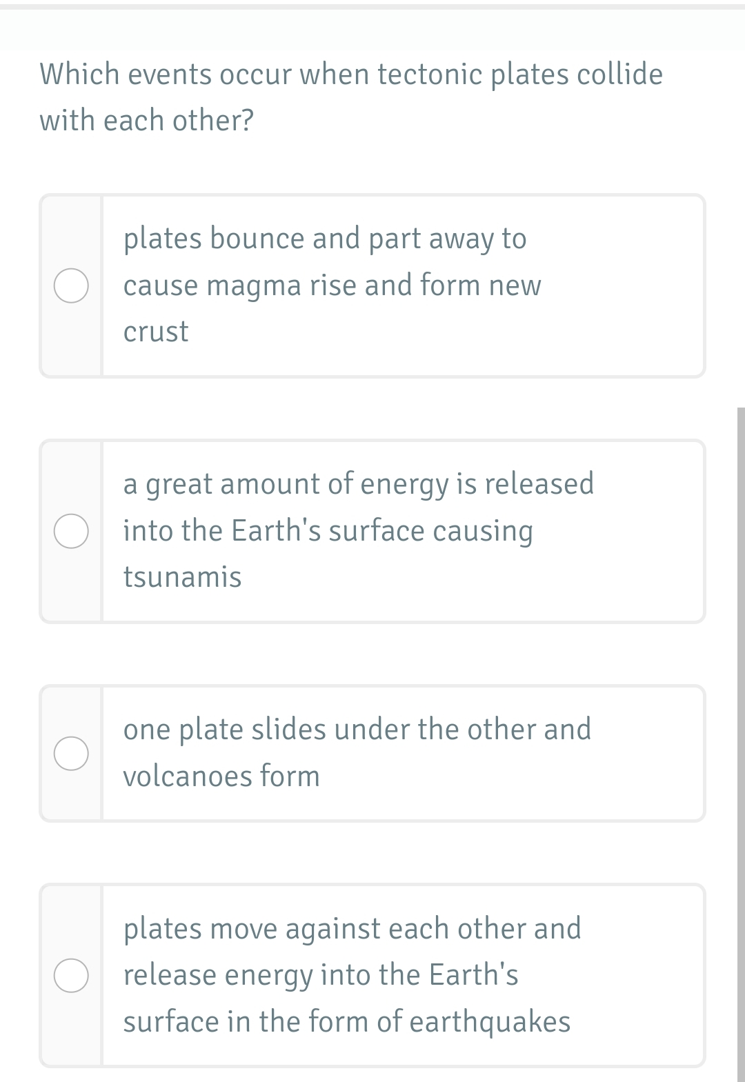 Solved Which events occur when tectonic plates collide with | Chegg.com