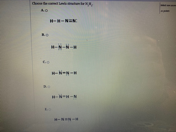 Solved Choose The Correct Lewis Structure For Nh Select Chegg Com