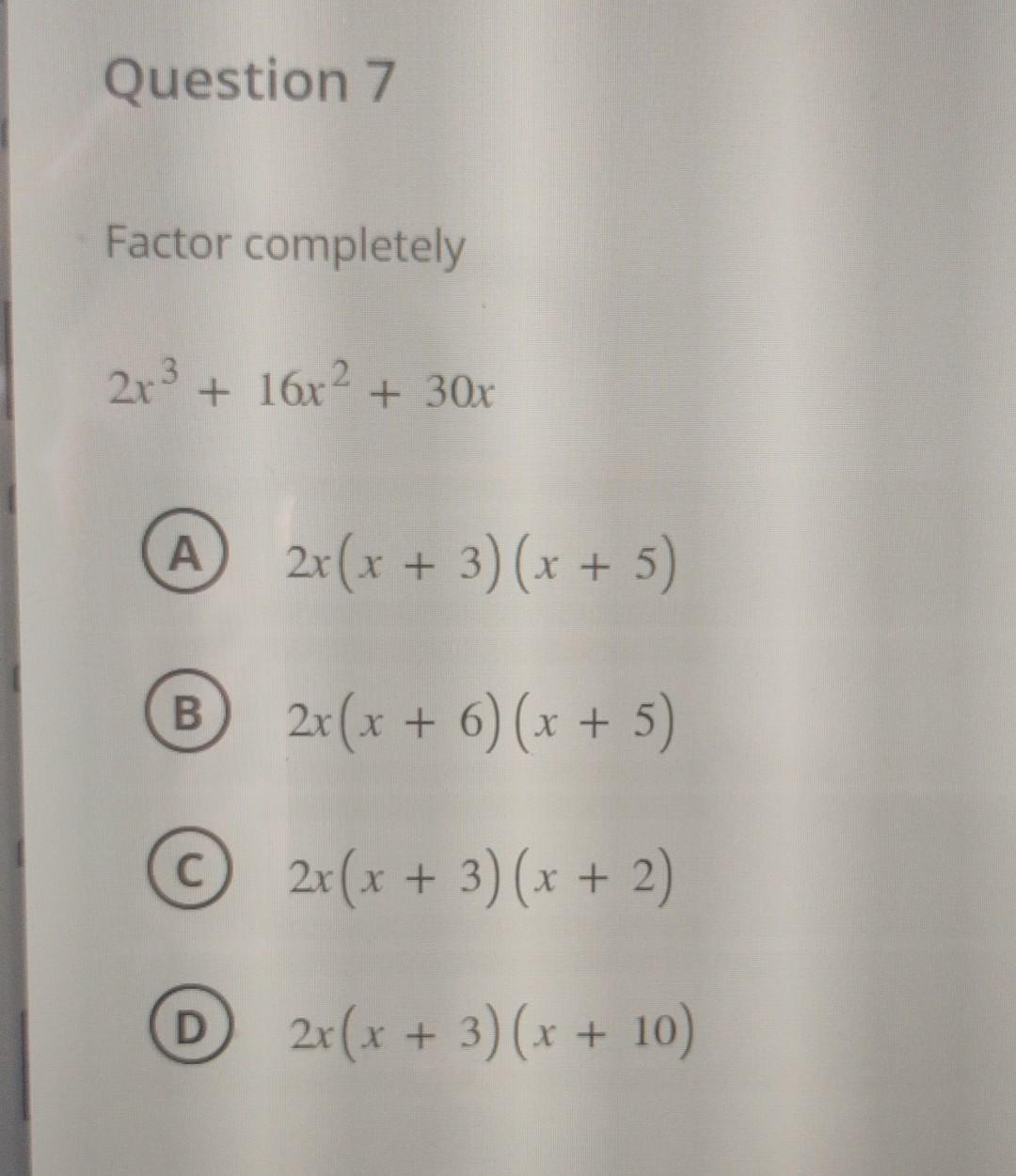 factor completely x 3   7 x 2   10x