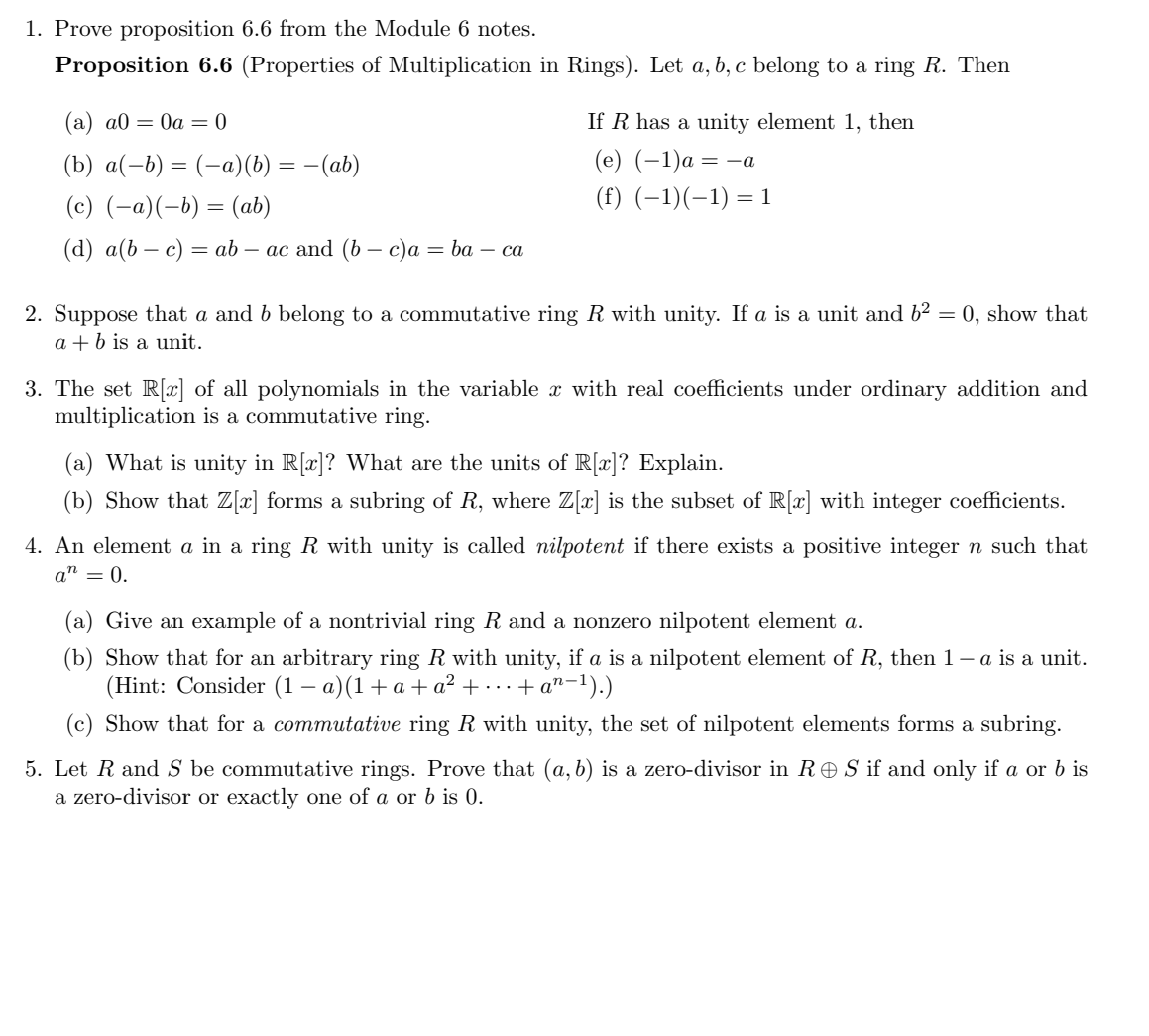 Solved 1 Prove Proposition 66 From The Module 6 Notes 9400