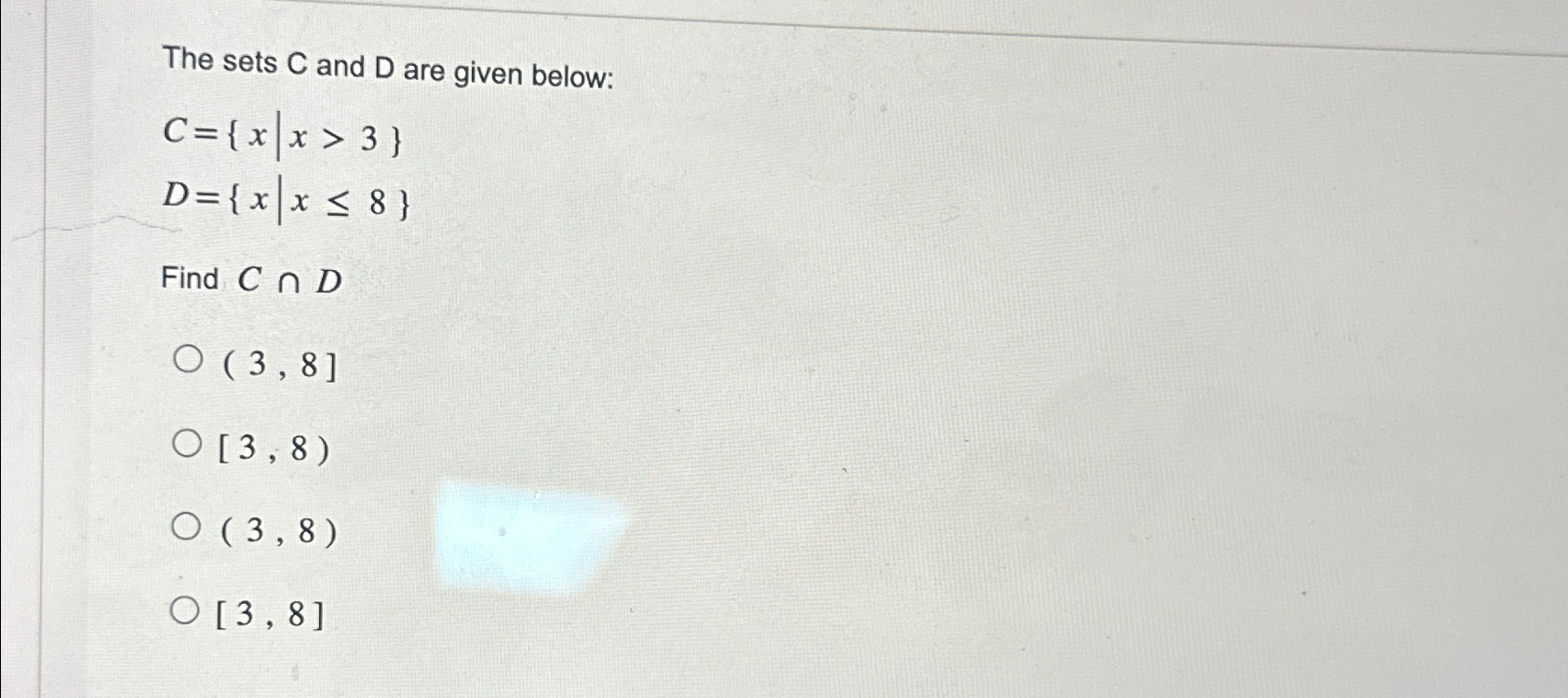 Solved The sets C ﻿and D ﻿are given