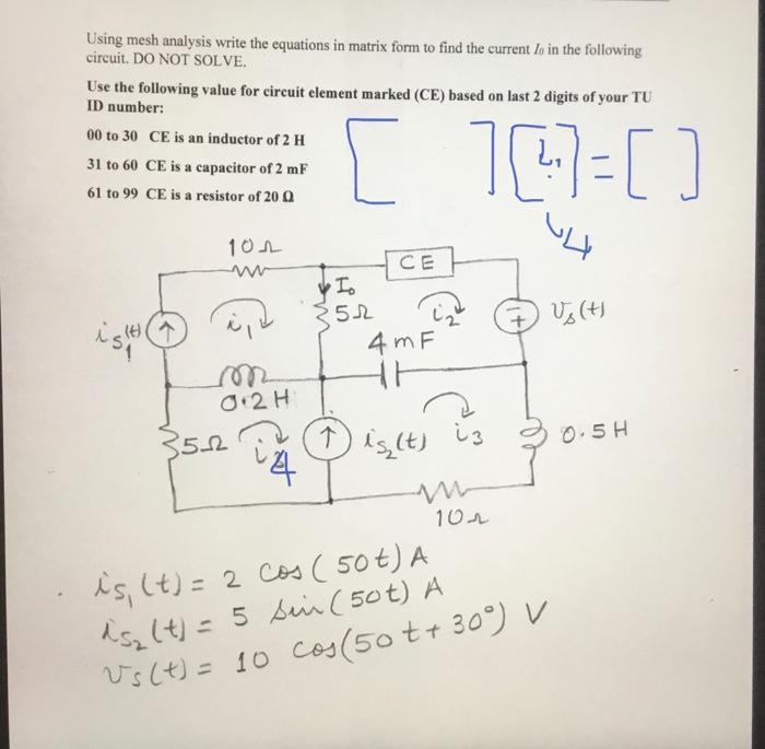 Solved Using mesh analysis write the equations in matrix | Chegg.com