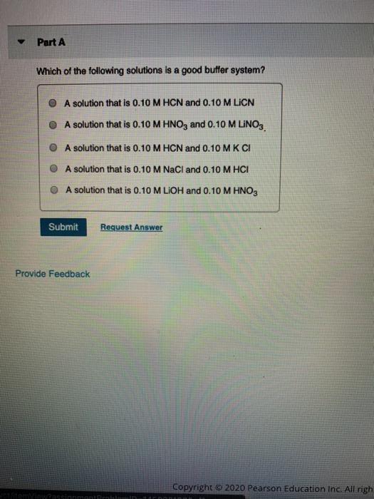 Solved Which Of The Following Is A Good Buffer System | Chegg.com