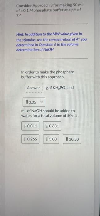 Solved You are asked to make a 50 mL of a 0.1 M phosphate | Chegg.com