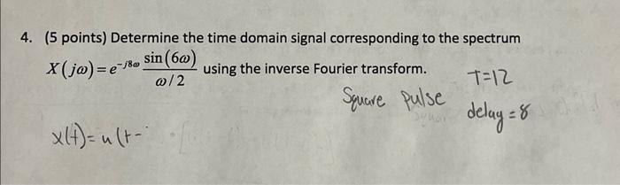 Solved 4. (5 points) Determine the time domain signal | Chegg.com