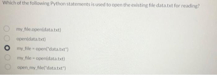Solved Which of the following Python statements is used to | Chegg.com