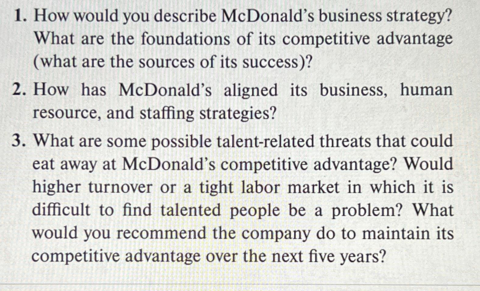 Solved How Would You Describe McDonald's Business Strategy? | Chegg.com